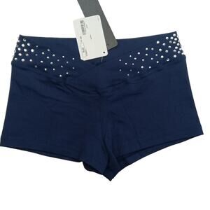 Pro Cheer Dance NFL NBA Audition V Waist Rhinestone Navy Shorts